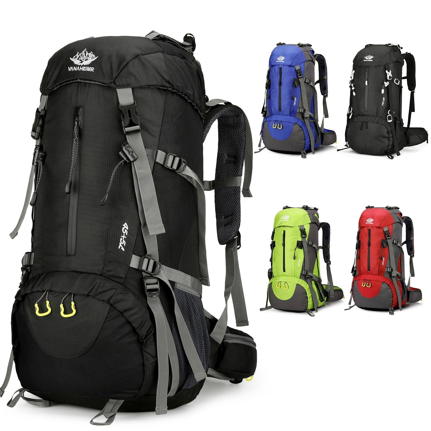 VANAHEIMR 50L Waterproof Hiking Backpack with Rain Cover and Shoe Compartment for Camping, Travel, and Climbing