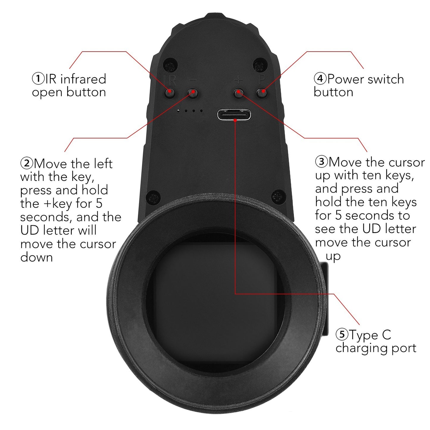 Digital Night Vision Monocular with Cross Cursor & 300m Infrared Scope