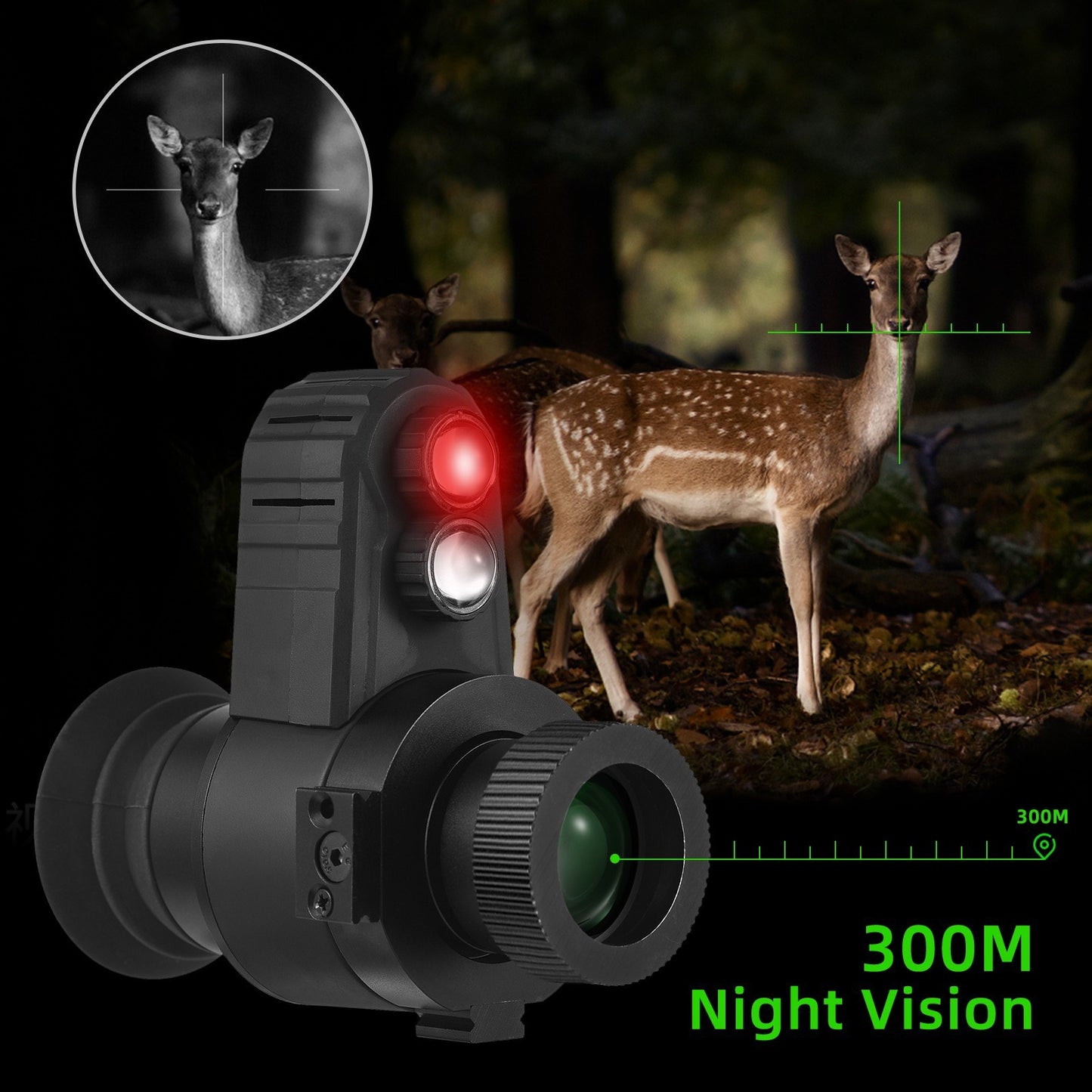 Digital Night Vision Monocular with Cross Cursor & 300m Infrared Scope