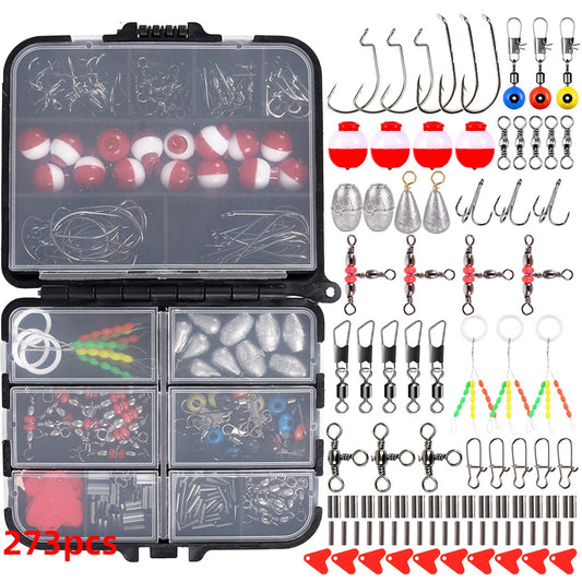 273-Piece Fishing Accessories Kit with Swivel Snap Hooks, Sinker Slides & Tackle Box