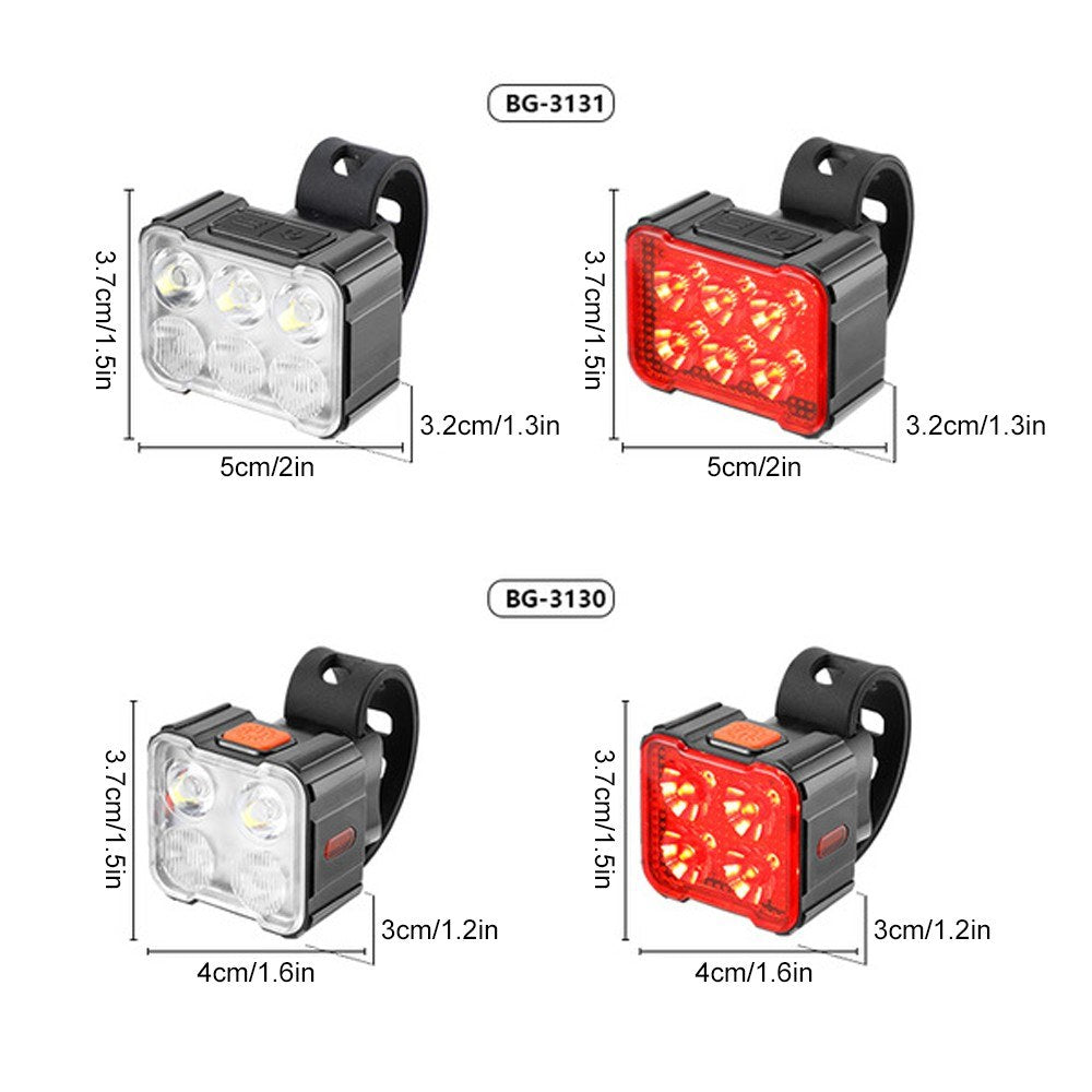 Waterproof Rechargeable Bike Lights Set - Front & Rear for Night Riding