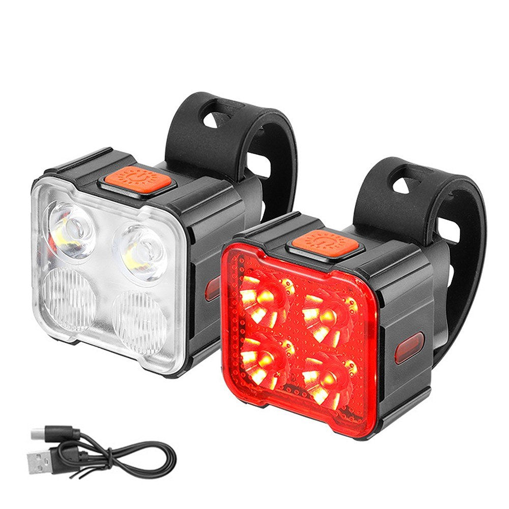 Waterproof Rechargeable Bike Lights Set - Front & Rear for Night Riding