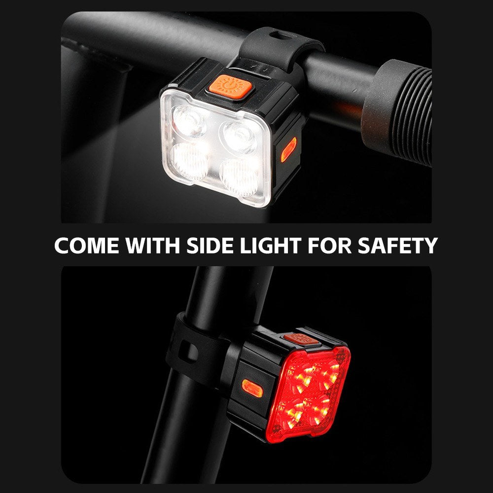 Waterproof Rechargeable Bike Lights Set - Front & Rear for Night Riding