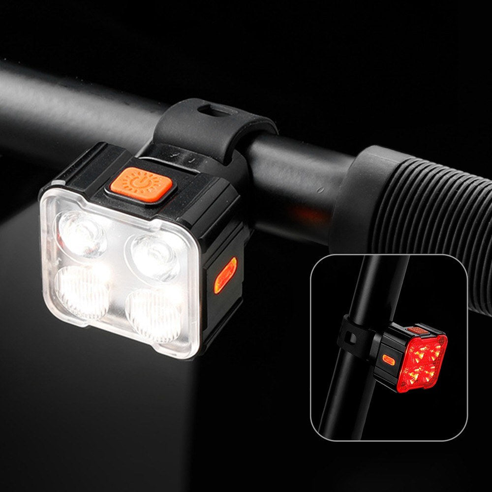 Waterproof Rechargeable Bike Lights Set - Front & Rear for Night Riding