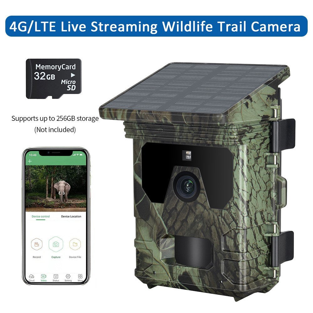 4G Solar Hunting Camera with 2.0-inch TFT, 2K 30MP, Infrared, APP Remote & Online Video