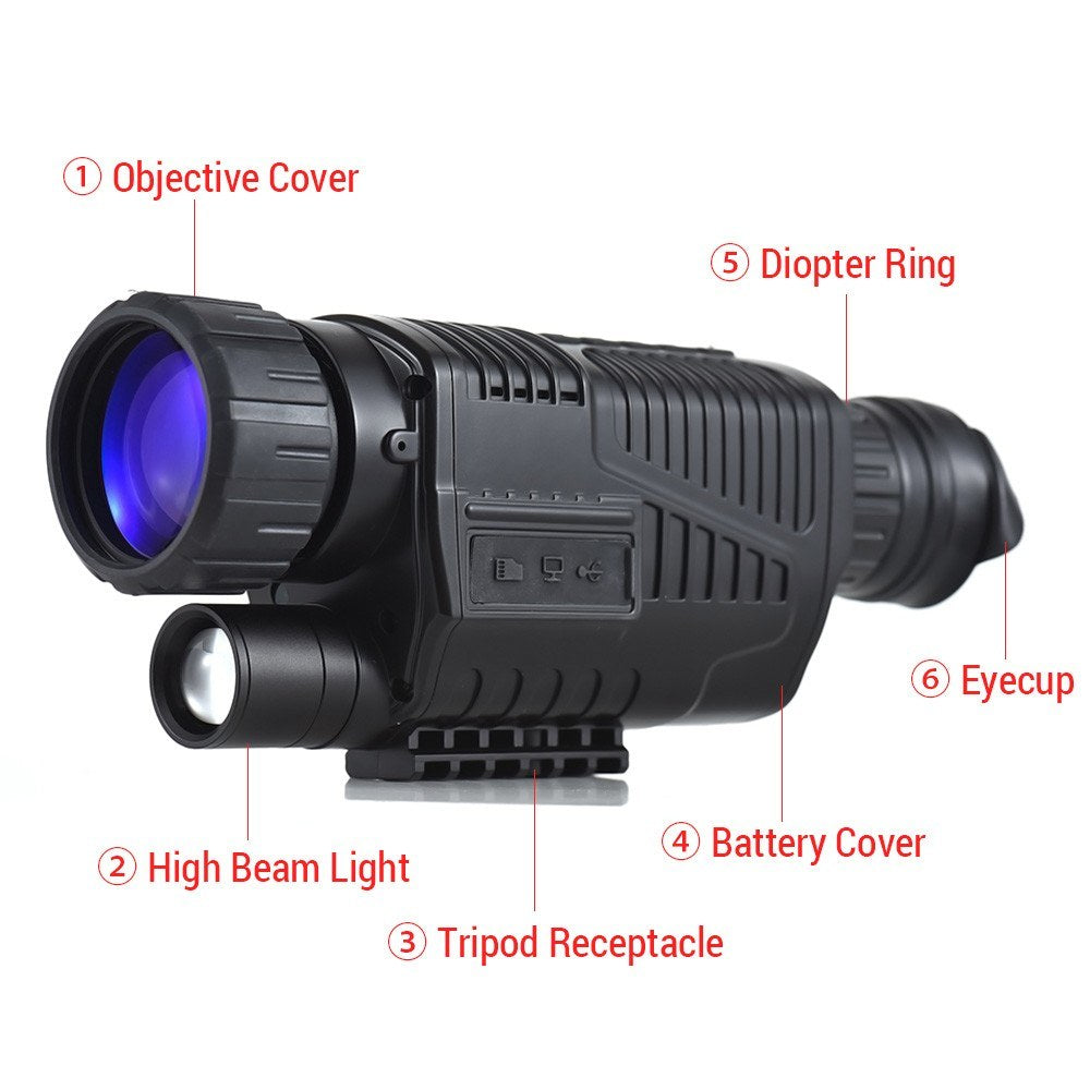 5X40 Infrared Digital Monocular Night Vision Telescope for Wildlife Observation, Camping, Surveillance, and Caving