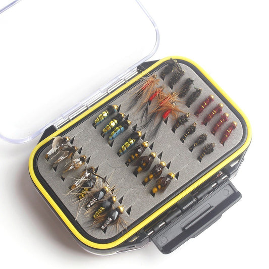 64-Piece Fly Fishing Flies Kit with Biomimetic Insect Lures and Fly Box