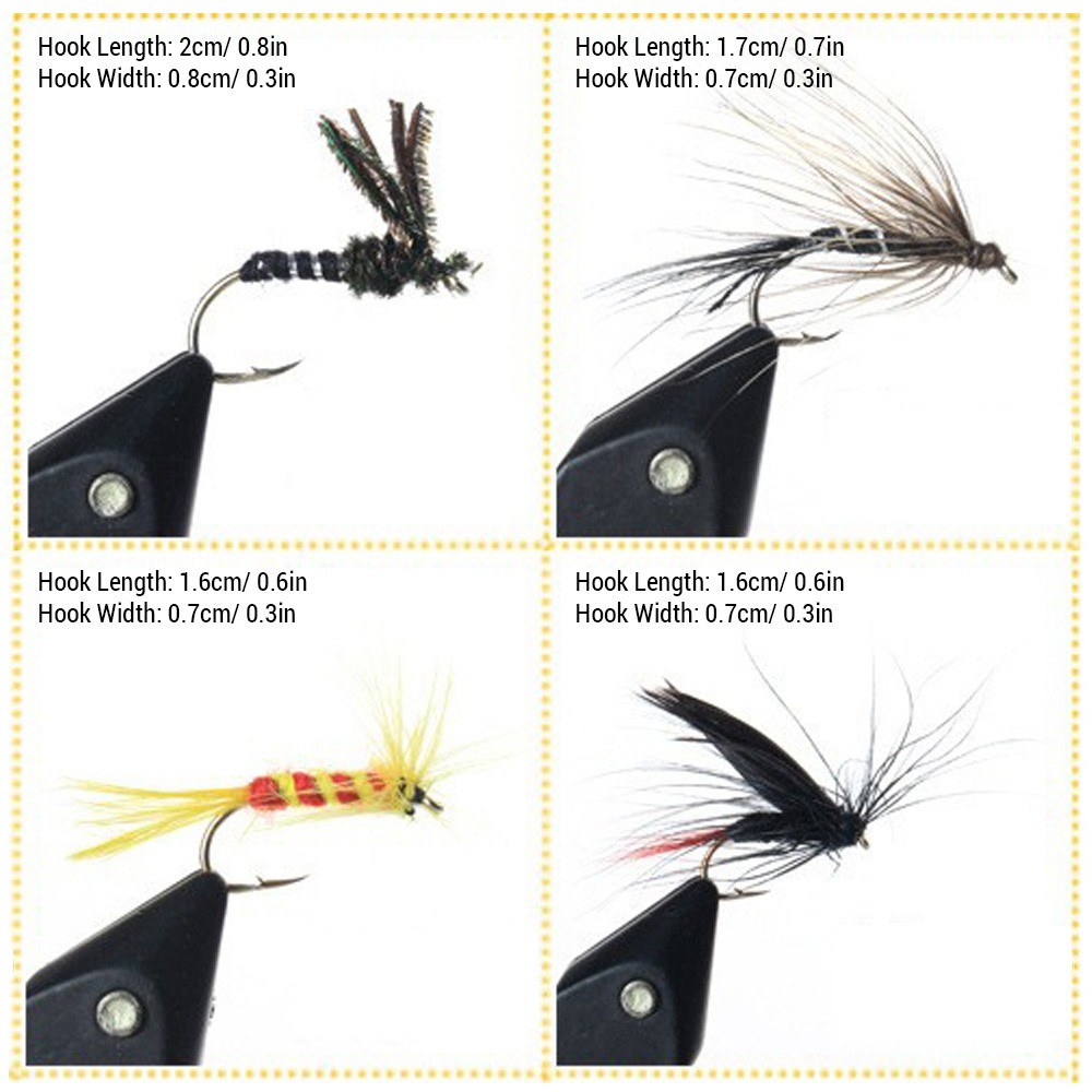 100pcs Fly Fishing Flies Kit with Box - Dry & Wet Assortment for Trout & Bass