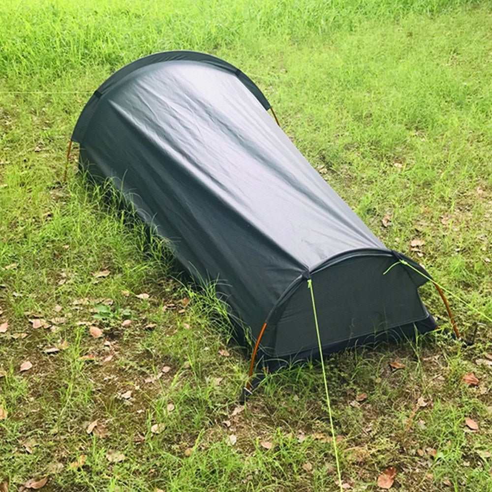 Lightweight Solo Backpacking Tent with Ground Cloth and Sleeping Bag Integration