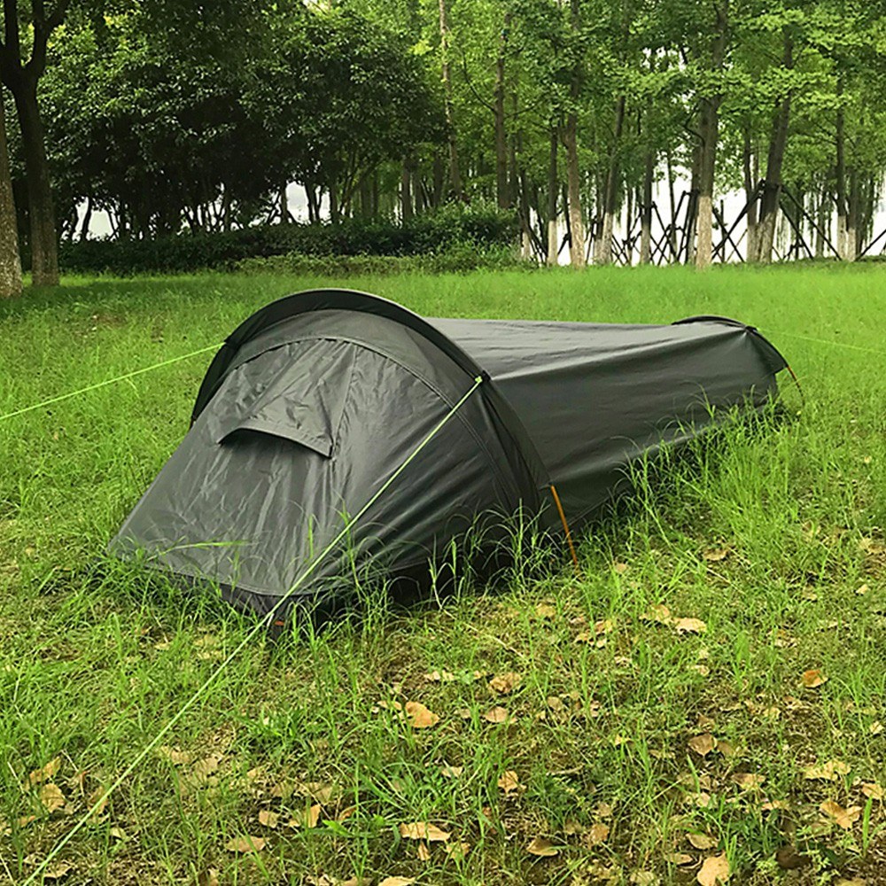 Lightweight Solo Backpacking Tent with Ground Cloth and Sleeping Bag Integration