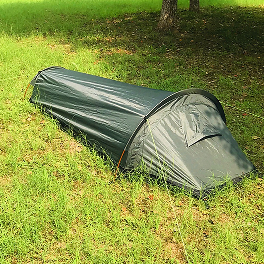 Lightweight Solo Backpacking Tent with Ground Cloth and Sleeping Bag Integration