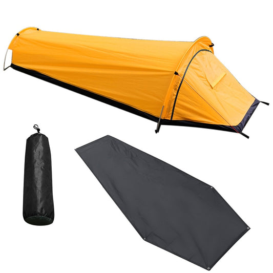 Lightweight Solo Backpacking Tent with Ground Cloth and Sleeping Bag Integration