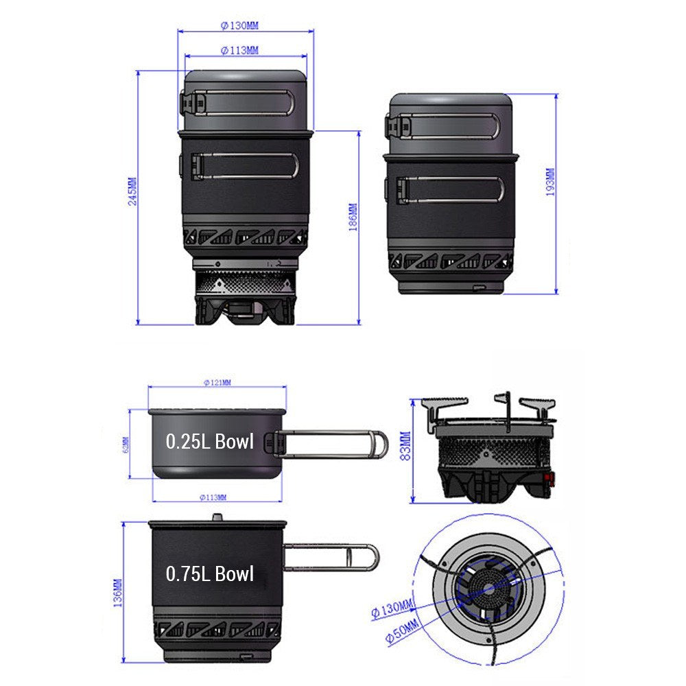 Portable Windproof Camping Stove and Cookware Set