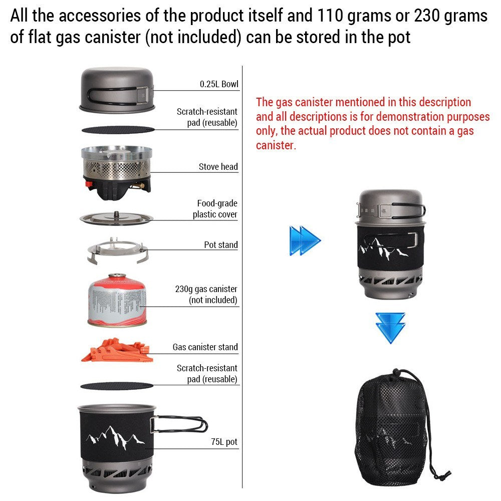 Portable Windproof Camping Stove and Cookware Set