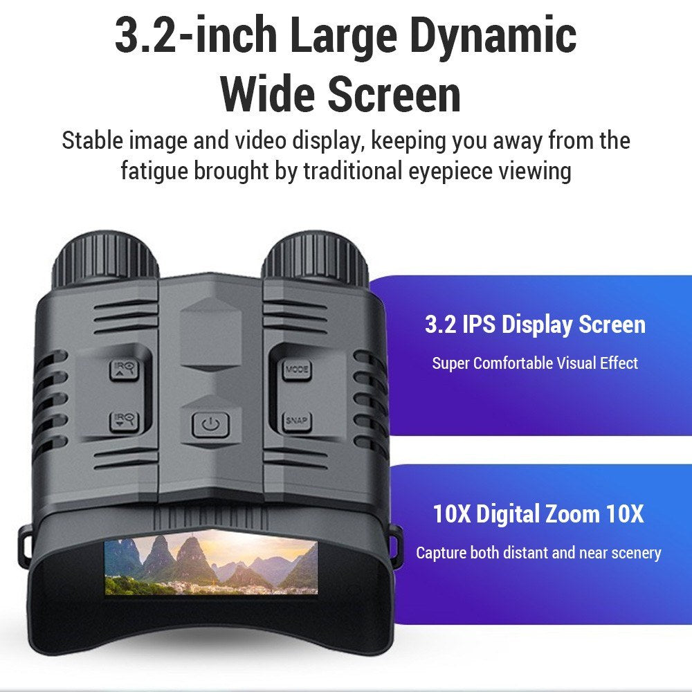 Waterproof 4K Night Vision Binoculars, 10X Digital Zoom, 3.2 Screen, Infrared WiFi