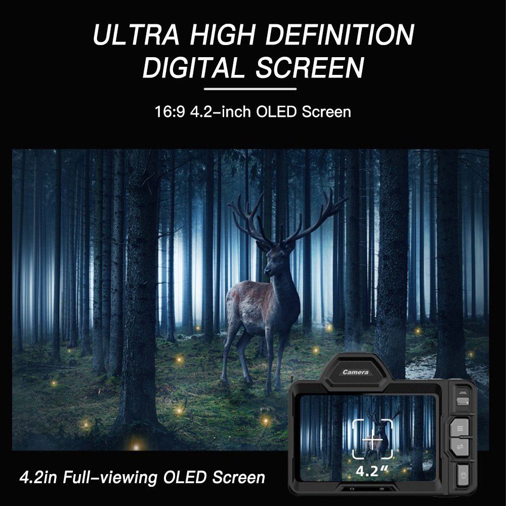 Night Vision Goggles with 4.2-Inch OLED Screen, 4K 40MP Camera, 7-Level Infrared, 10X Zoom, 5G WiFi, 64GB Memory Card