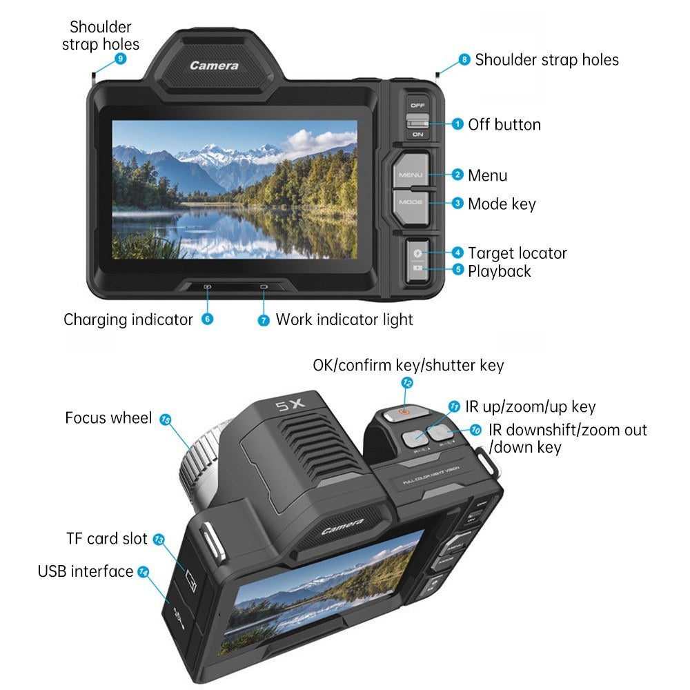 Night Vision Goggles with 4.2-Inch OLED Screen, 4K 40MP Camera, 7-Level Infrared, 10X Zoom, 5G WiFi, 64GB Memory Card