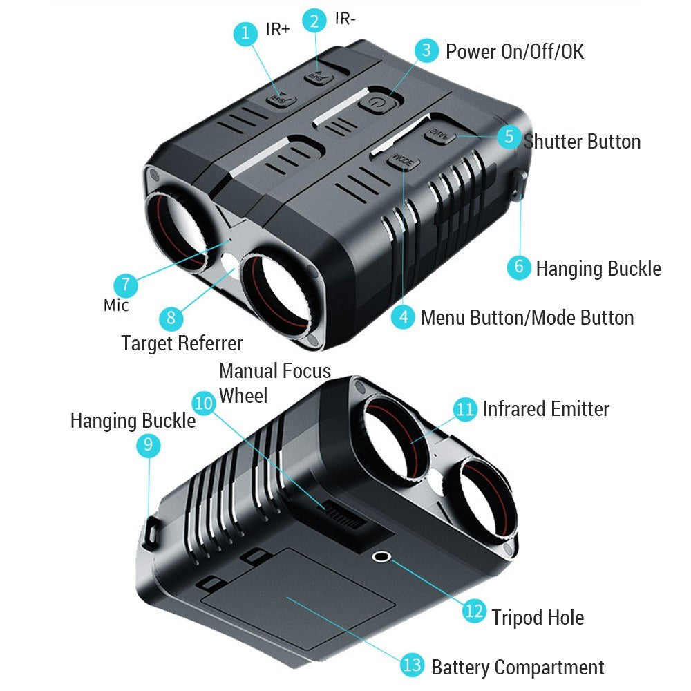 4K Infrared Night Vision Binoculars with 10X Digital Zoom & 3-Inch Screen, WiFi Enabled