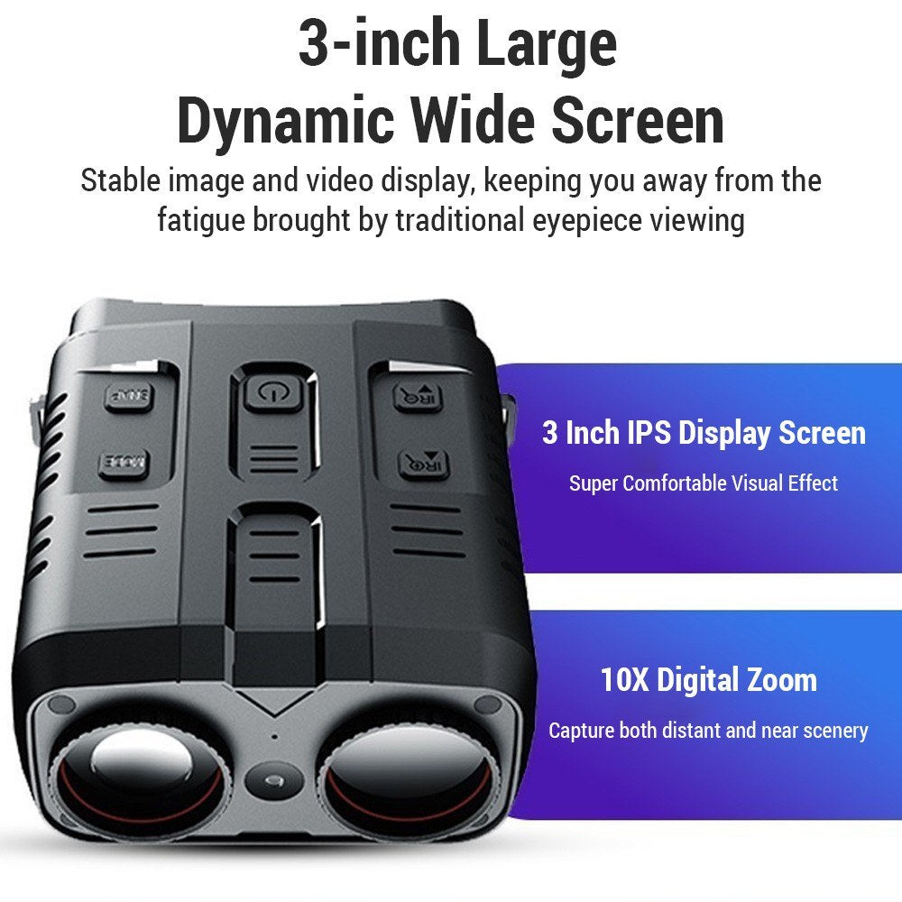 4K Infrared Night Vision Binoculars with 10X Digital Zoom & 3-Inch Screen, WiFi Enabled