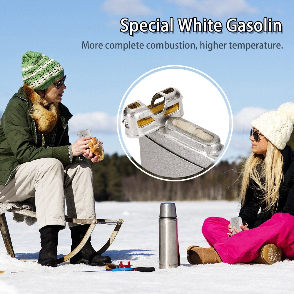 Portable Metal Pocket Hand Warmer with Pouch for Outdoor Activities