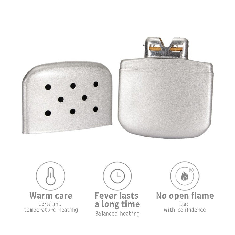 Portable Metal Pocket Hand Warmer with Pouch for Outdoor Activities