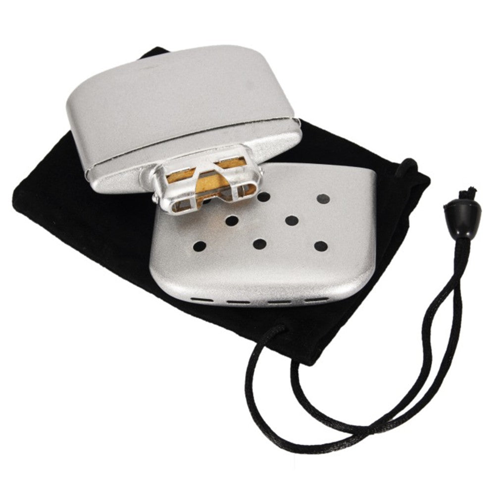 Portable Metal Pocket Hand Warmer with Pouch for Outdoor Activities