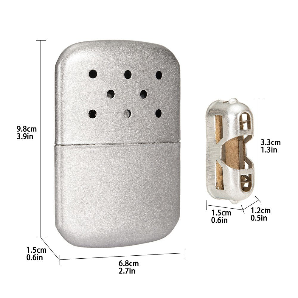 Portable Metal Pocket Hand Warmer with Pouch for Outdoor Activities
