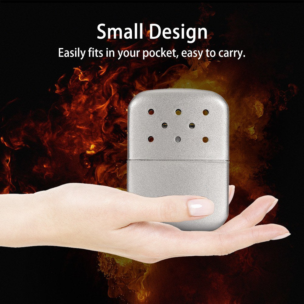 Portable Metal Pocket Hand Warmer with Pouch for Outdoor Activities