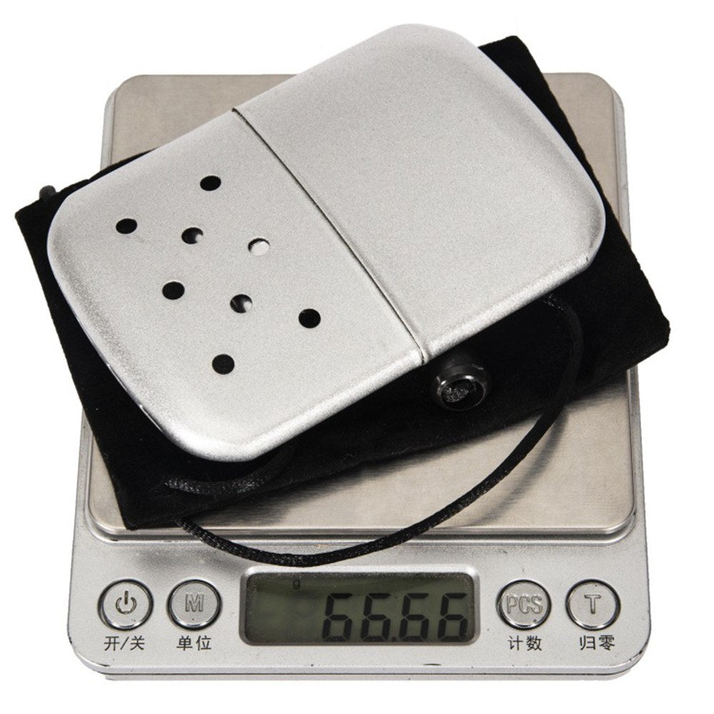 Portable Metal Pocket Hand Warmer with Pouch for Outdoor Activities