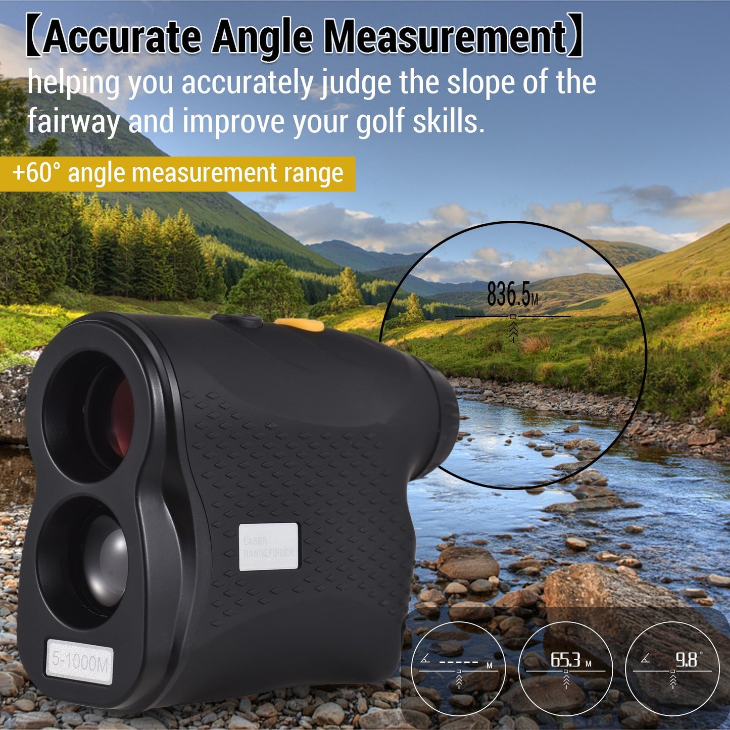 Golf Rangefinder 1000M 6X Magnification Digital Monocular Telescope for Hunting