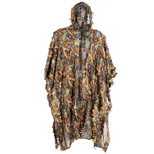 3D Leaf Camouflage Ghillie Suit Poncho for Men - Stealth Military CS Woodland Hunting Cloak