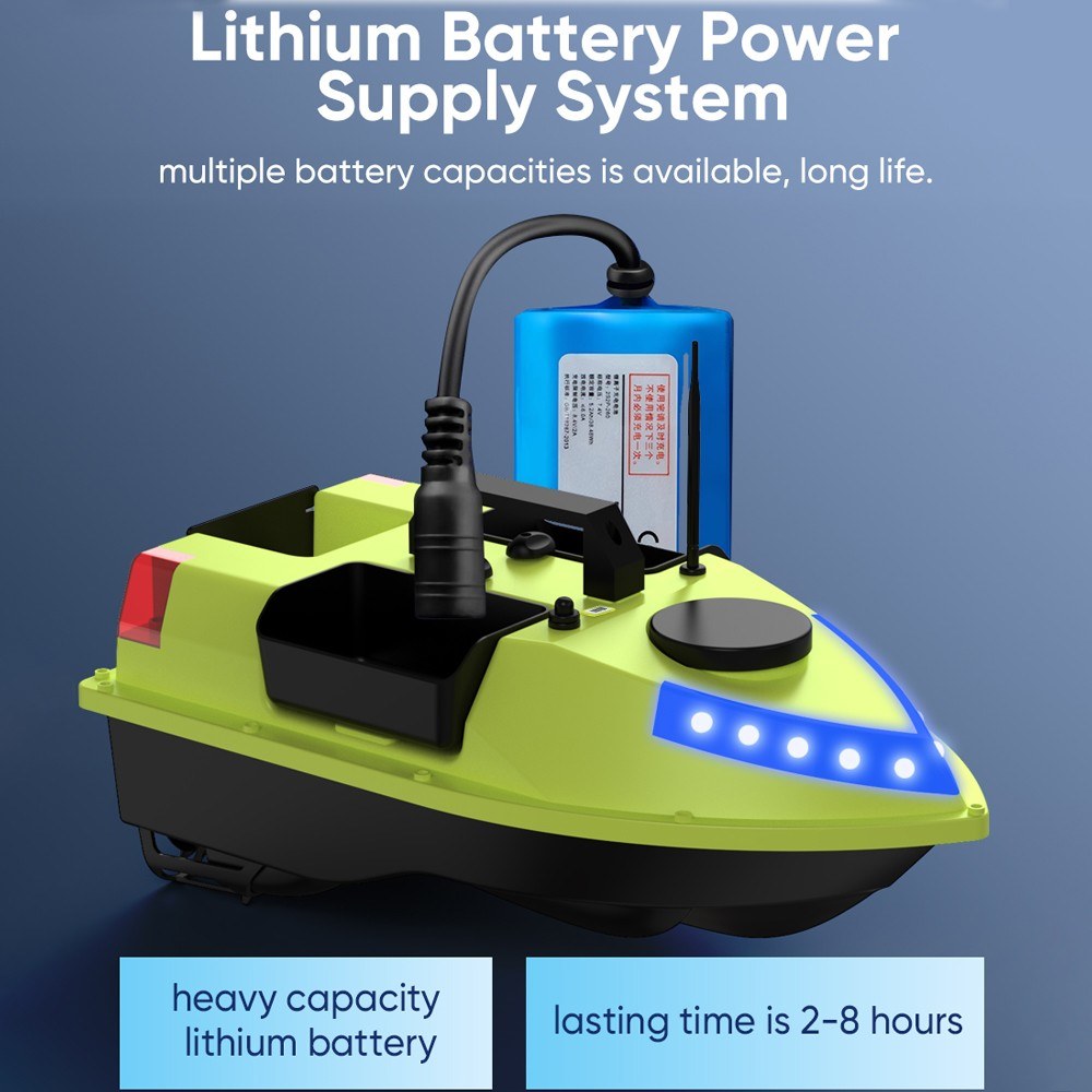 GPS RC Bait Boat with 600M Range, 99 Fishing Sites, 7-Color LED, 3 Bait Containers, 4.4lb Load, 12000mAh Battery