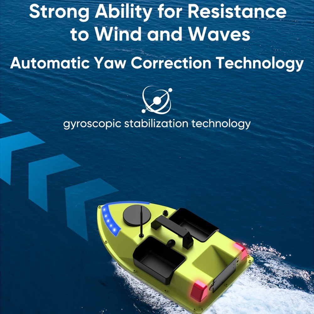 GPS RC Bait Boat with 600M Range, 99 Fishing Sites, 7-Color LED, 3 Bait Containers, 4.4lb Load, 12000mAh Battery
