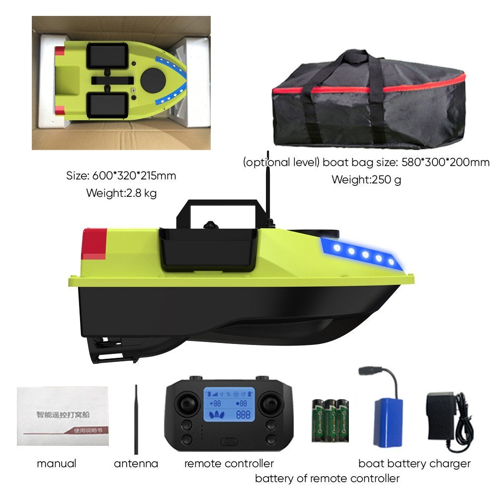 GPS RC Bait Boat with 600M Range, 99 Fishing Sites, 7-Color LED, 3 Bait Containers, 4.4lb Load, 12000mAh Battery