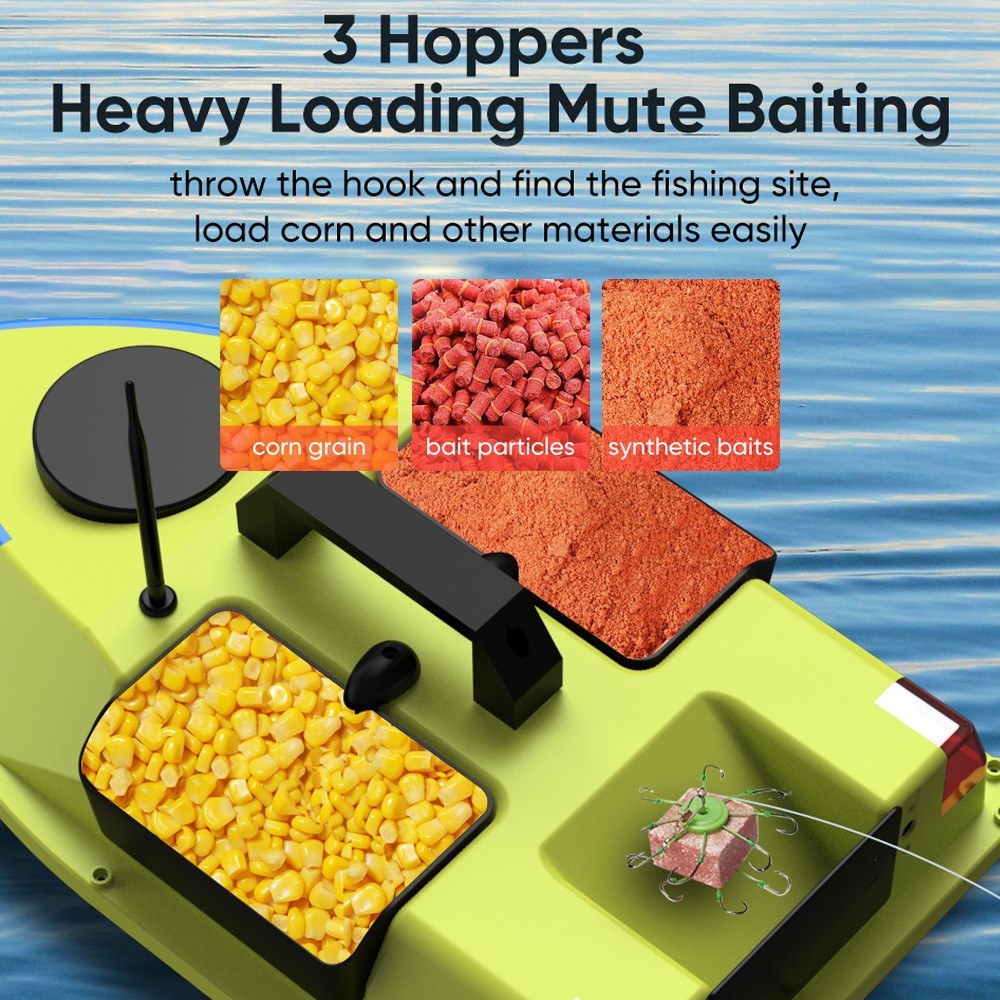 GPS RC Bait Boat with 600M Range, 99 Fishing Sites, 7-Color LED, 3 Bait Containers, 4.4lb Load, 12000mAh Battery
