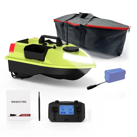 GPS RC Bait Boat with 600M Range, 99 Fishing Sites, 7-Color LED, 3 Bait Containers, 4.4lb Load, 12000mAh Battery