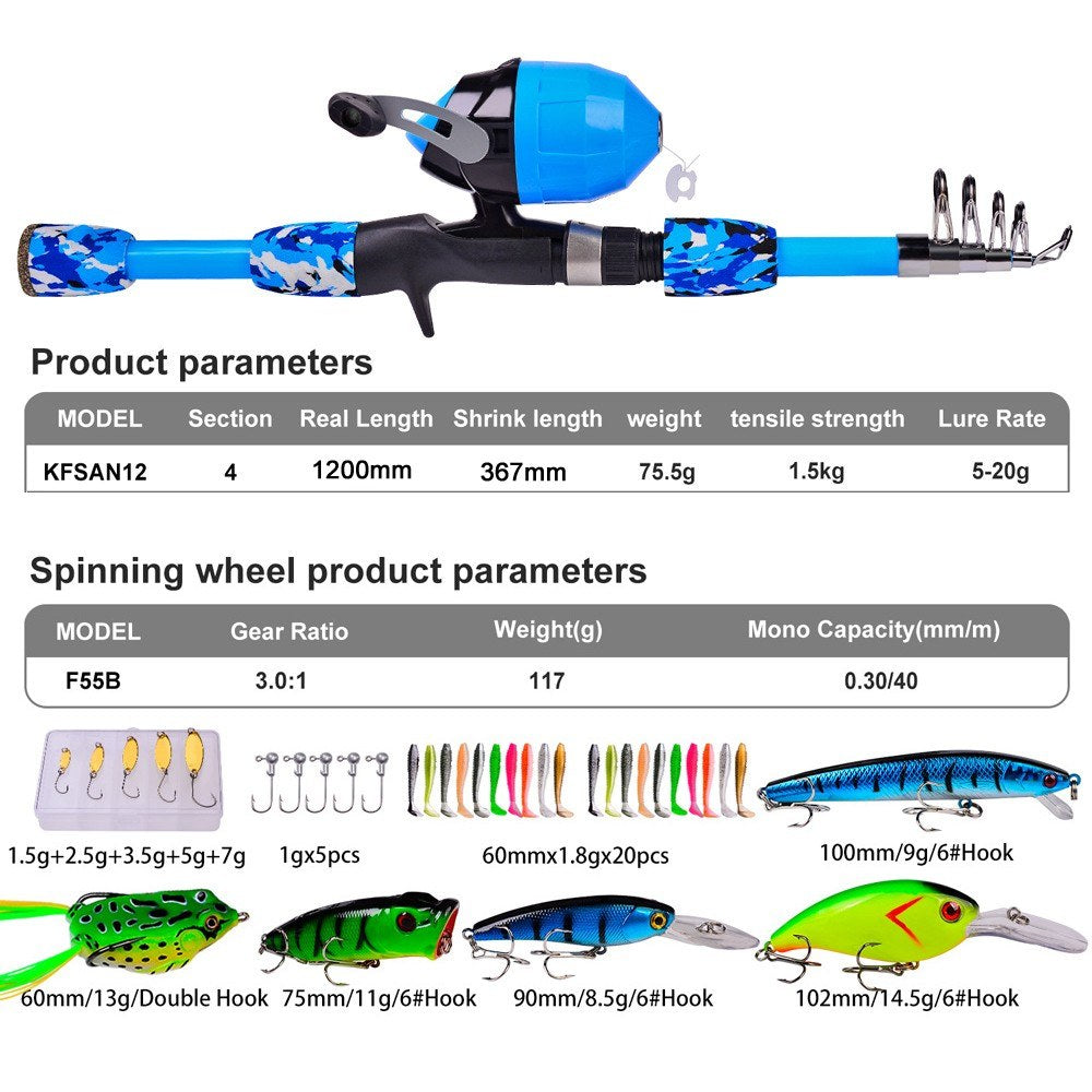 PROBEROS Retractable Offshore Fishing Rod & Reel Kit