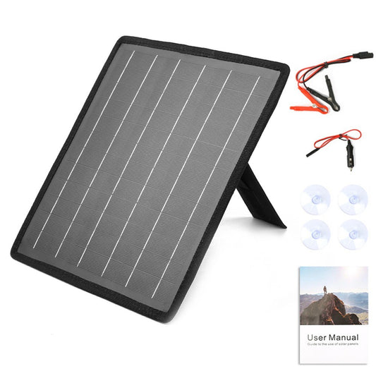 10W 18V Solar Panel Charger for Car & Yacht - Outdoor Photovoltaic Recharging Tool with Removable Panels & Bracket