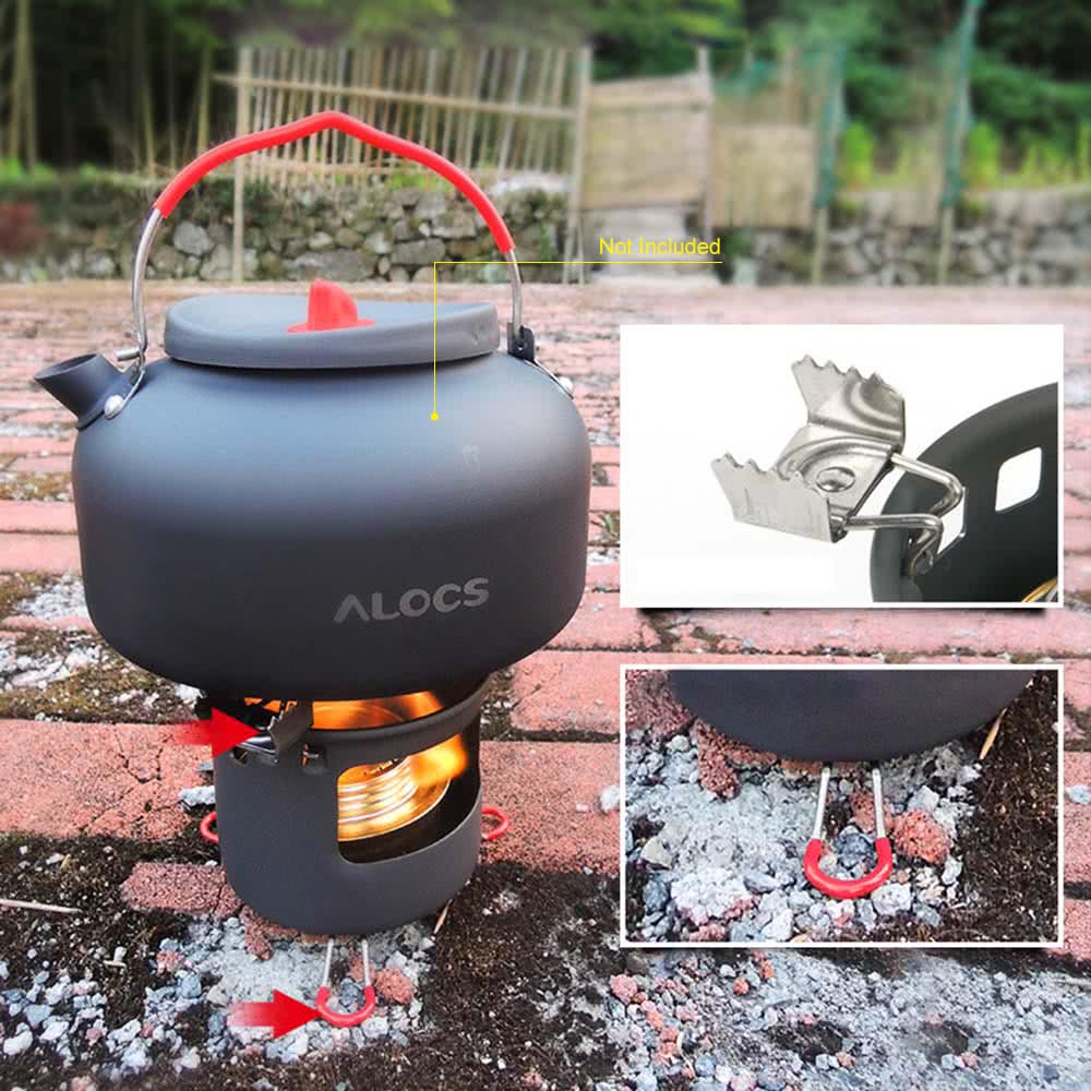 ALOCS Portable Camping Alcohol Stove with Bracket Support Set