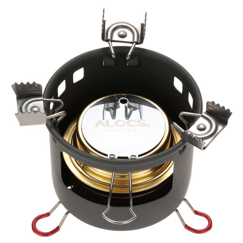 ALOCS Portable Camping Alcohol Stove with Bracket Support Set