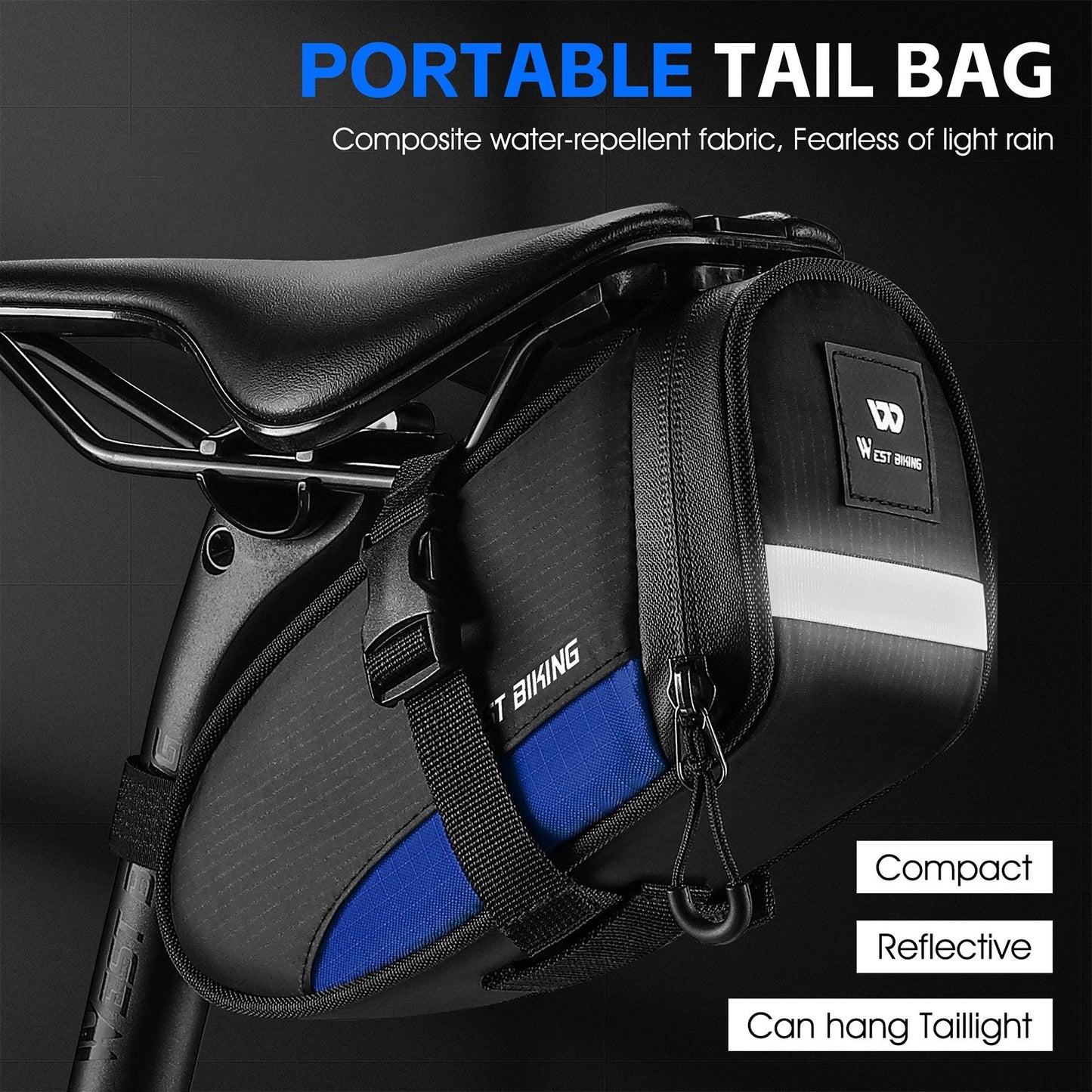 WEST BIKING Waterproof Bike Saddle Bag - Large Capacity Under Seat Quick Release Cycling Storage
