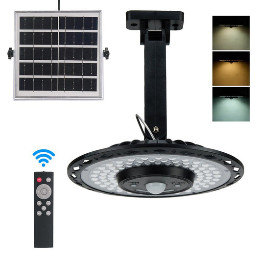Waterproof Solar LED Pendant Light with PIR Motion Sensor, 3 Color Temperatures, 5 Modes, Adjustable Brightness, Timer, Remote Control - Ideal for Indoor/Outdoor Garden, Patio, Gazebo, Garage, Camping