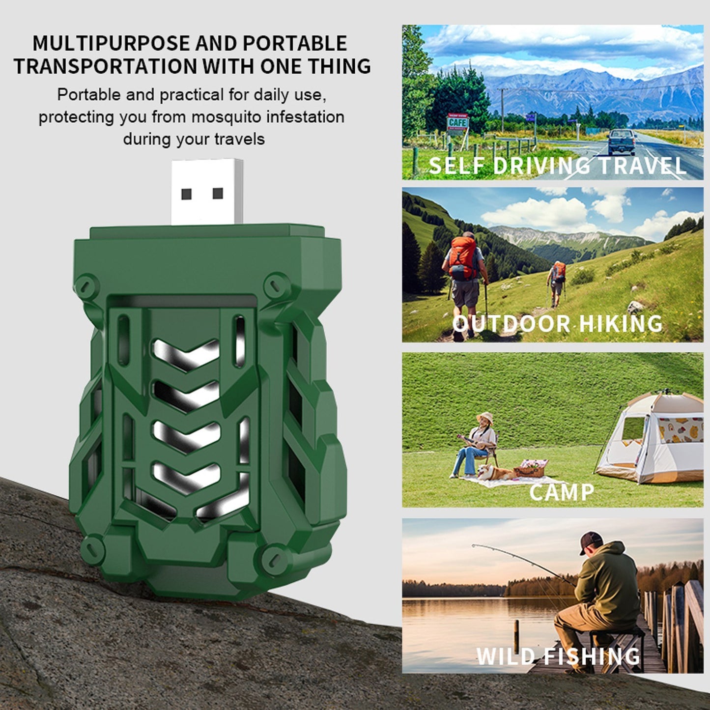 Portable USB Mosquito Repellent: Heated Electronic Killer with 4 Tablets for Indoor & Outdoor Use - Camping, Hiking, Fishing, Travel