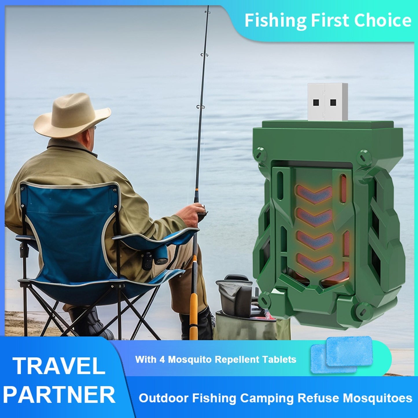 Portable USB Mosquito Repellent: Heated Electronic Killer with 4 Tablets for Indoor & Outdoor Use - Camping, Hiking, Fishing, Travel