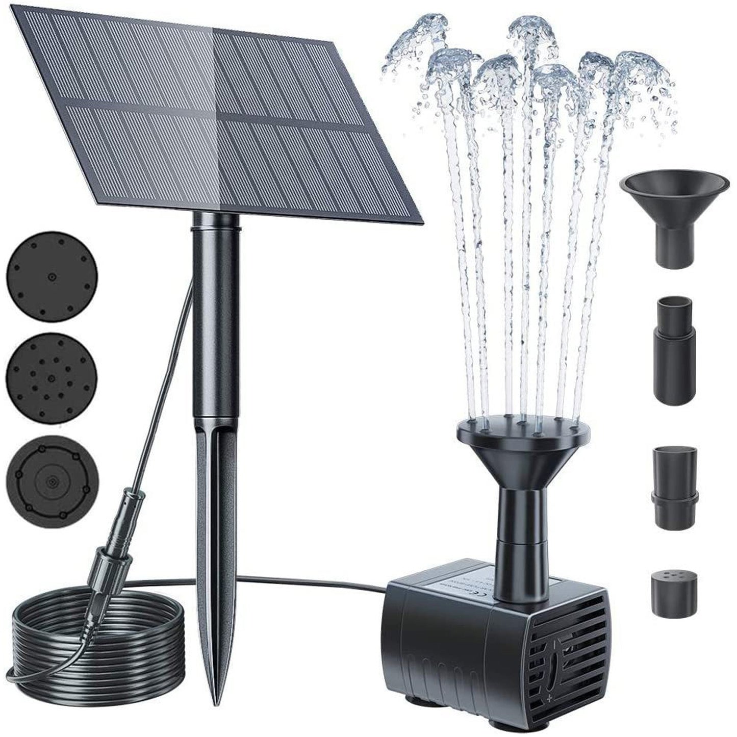 1.5W Solar Water Pump Fountain for Garden Pond Bird Bath with 4 Nozzles