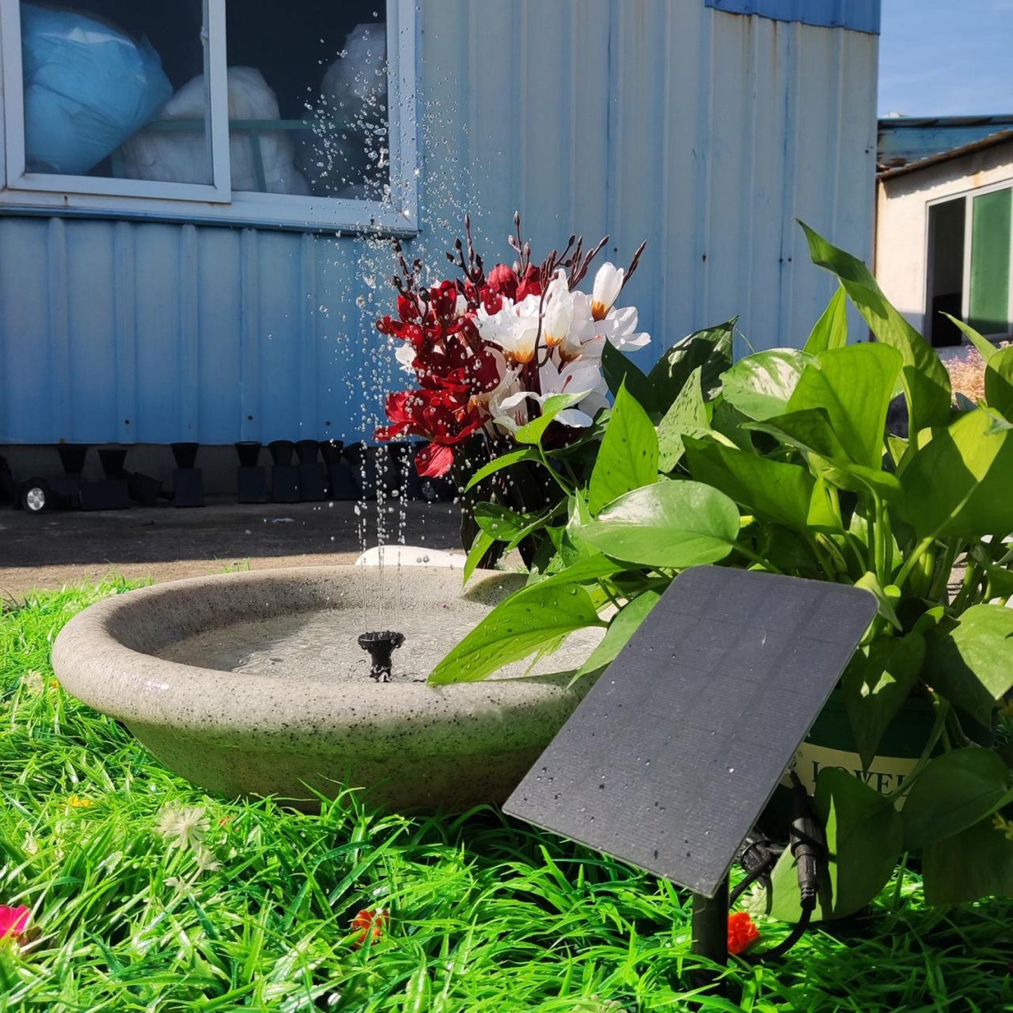 1.5W Solar Water Pump Fountain for Garden Pond Bird Bath with 4 Nozzles