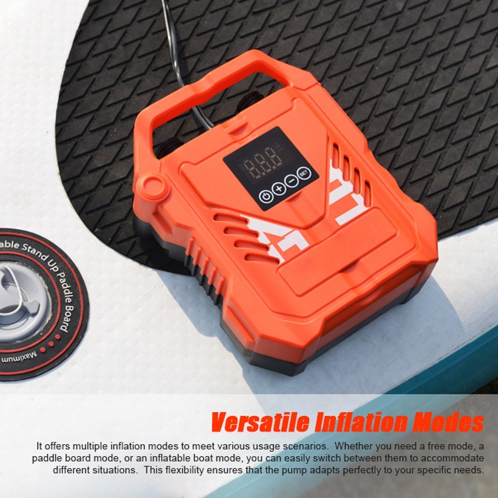 Portable 22PSI High Pressure Paddle Board Pump - 12V Car Electric Air Compressor with Auto-Off, Inflation/Deflation Modes & 7 Nozzles for Boats, Kayaks, Tents, Pools, SUPs