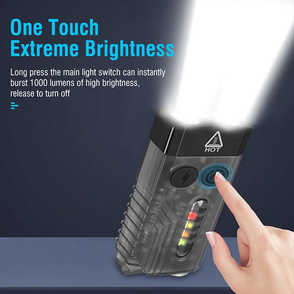 Portable UV LED Keychain Flashlight with Magnetic Base, Multi-Mode & Beeping Alarm