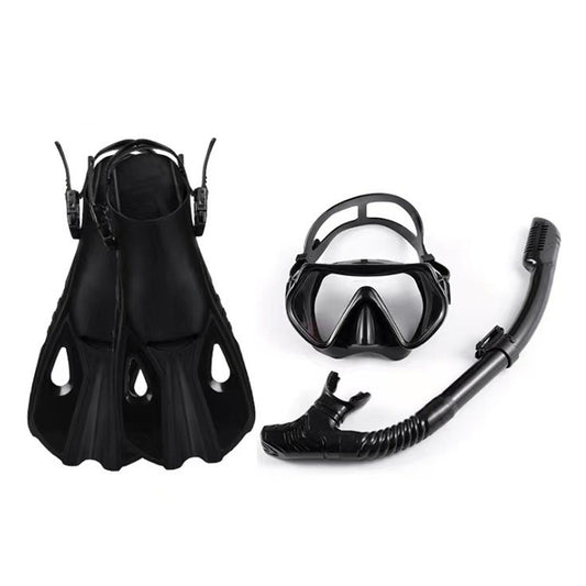 Three-Window Diving Mask Set with Full Dry Snorkel and Adjustable Fins for Men & Women