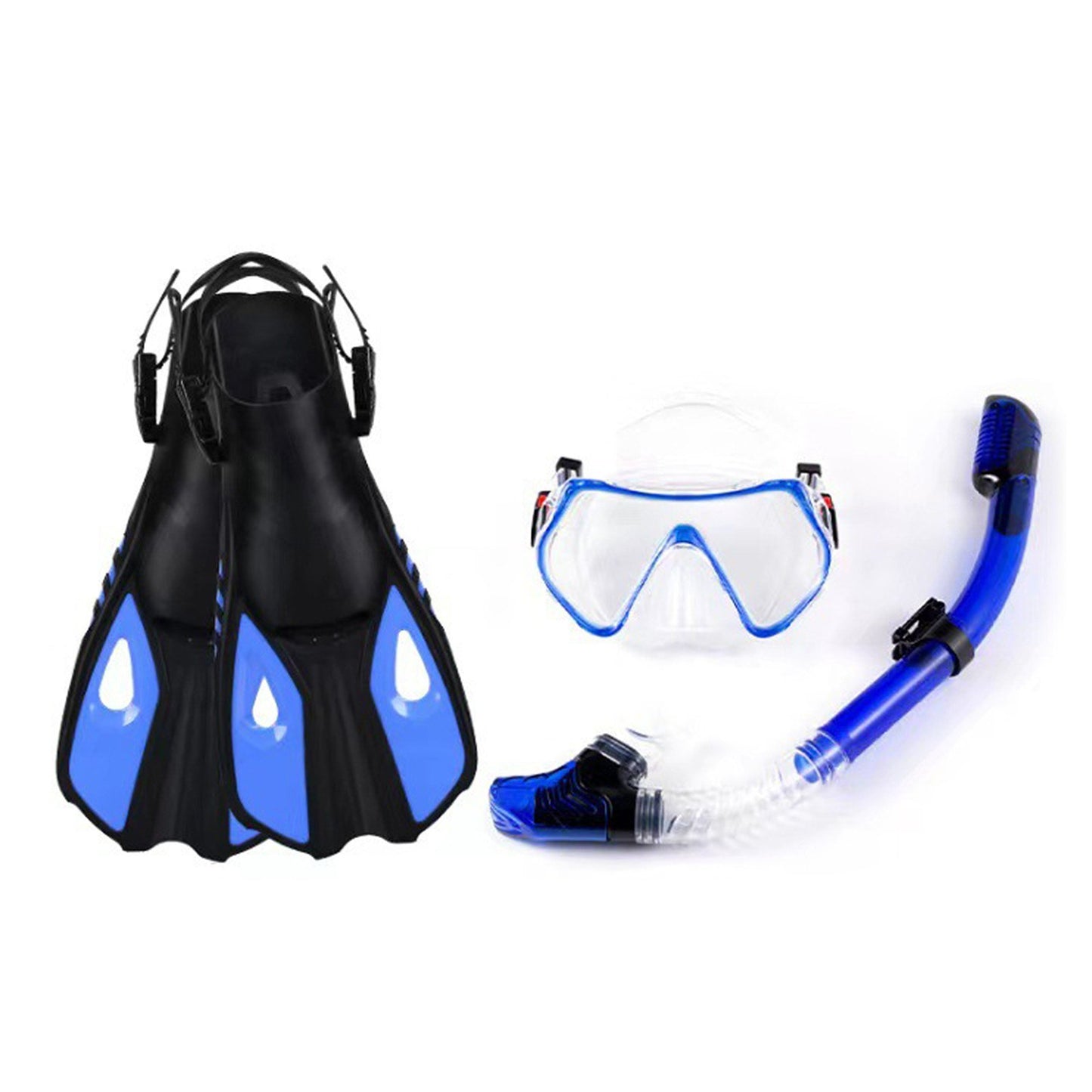 Three-Window Diving Mask Set with Full Dry Snorkel and Adjustable Fins for Men & Women